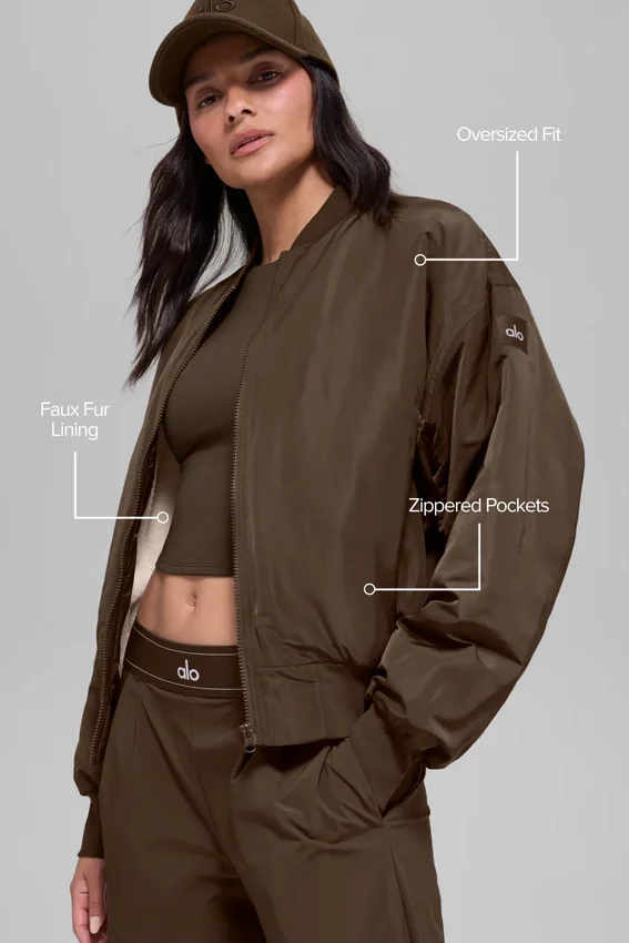 Bomber Urbanite de piel sintética - Espresso/Marfil