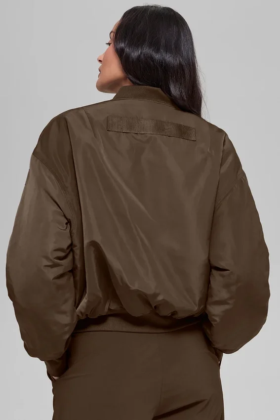 Bomber Urbanite de piel sintética - Espresso/Marfil