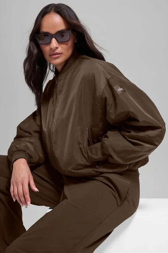 Bomber Urbanite de piel sintética - Espresso/Marfil