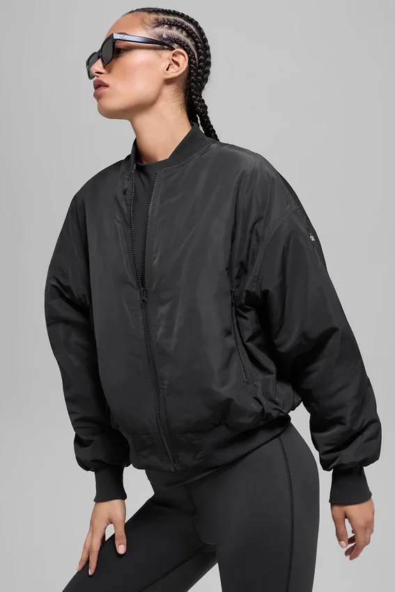 Bomber Urbanite de piel sintética - Negro/Marfil