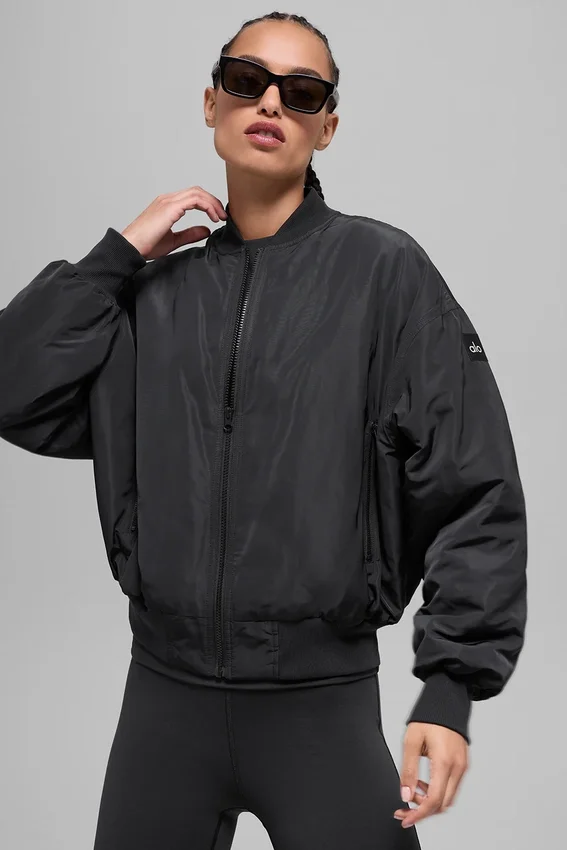 Bomber Urbanite de piel sintética - Negro/Marfil