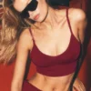 Bralette «Ribbed Delight» de modal sin costuras — Rojo «Summer Romance»