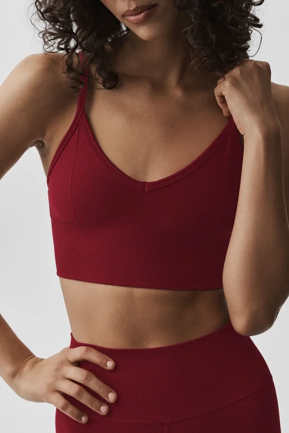 Bralette «Ribbed Delight» de modal sin costuras — Rojo «Summer Romance»