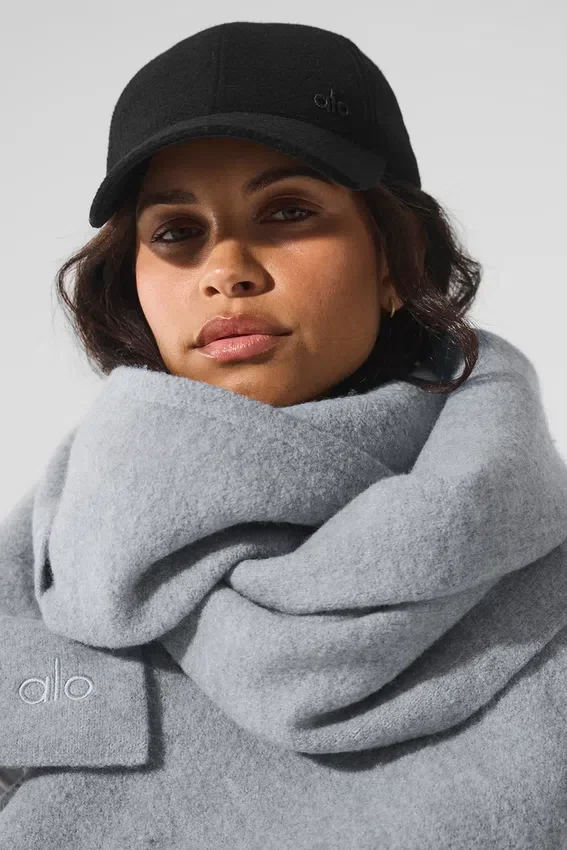 Bufanda extragrande de lana merino - Gris jaspeado difuminado