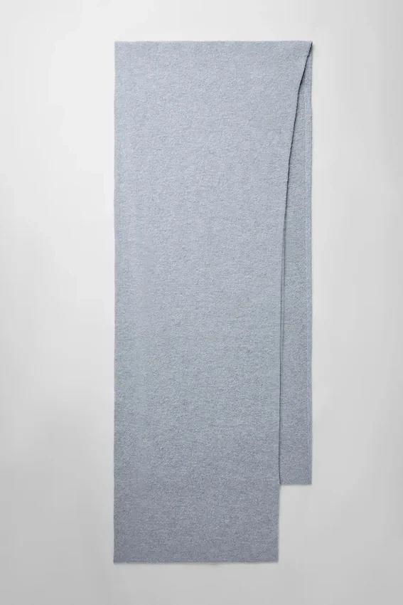 Bufanda extragrande de lana merino - Gris jaspeado difuminado