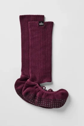 Calcetines con tiras Siren Grip para mujer - Burdeos