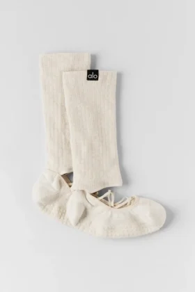 Calcetines con tiras Siren Grip para mujer - Gris avena jaspeado
