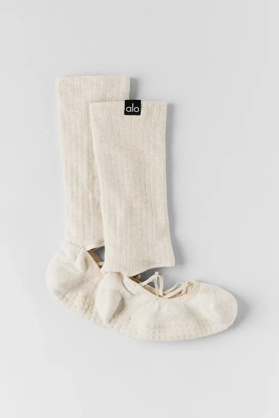 Calcetines con tiras Siren Grip para mujer - Gris avena jaspeado