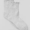 Calcetines de mujer con borde ondulado - Gris jaspeado deportivo
