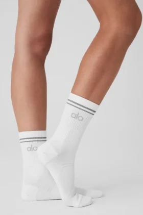 Calcetines deportivos unisex de caña media – Blanco