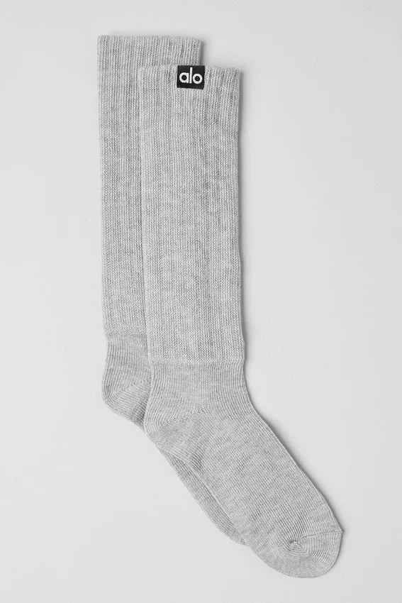 Calcetines fruncidos unisex — Gris jaspeado deportivo
