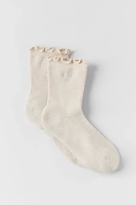 Calcetines Lettuce Edge para mujer – Gris avena jaspeado
