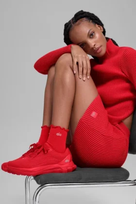 Calcetines Lettuce Edge para mujer – Rojo brillante