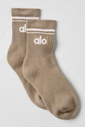 Calcetines retro unisex de media caña - Grava/Blanco