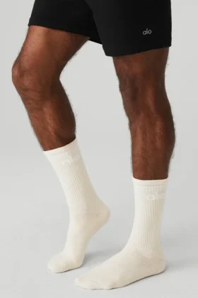 Calcetines retro unisex – Hueso/Blanco