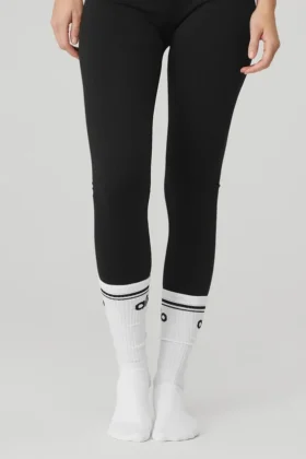 Calcetines Throwback Barre para mujer – Blanco/Negro