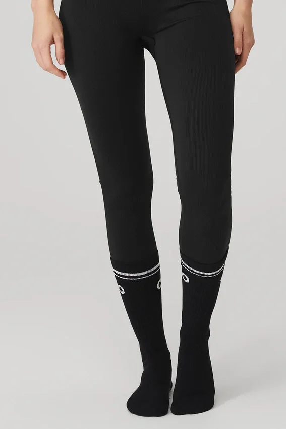 Calcetines Throwback Barre para mujer - Negro/Blanco