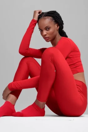 Calcetines unisex de alto rendimiento con lengüeta – Rojo brillante