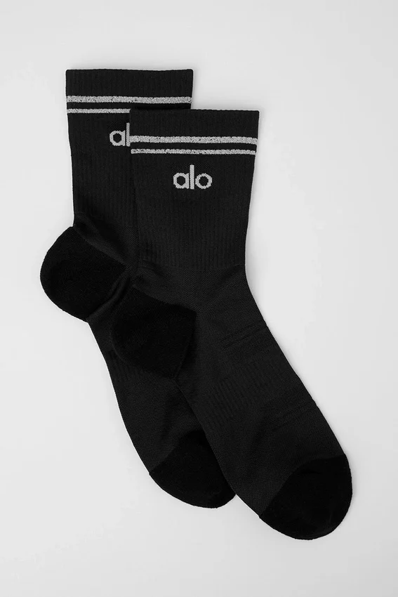 Calcetines unisex de alto rendimiento de media caña - Negro