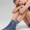 Calcetines unisex de caña media estilo retro - Azul piedra/Blanco