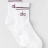 Calcetines unisex de caña media estilo retro - Blanco/Beso de ciruela