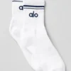 Calcetines unisex de estilo retro, de caña media - Blanco/Azul marino