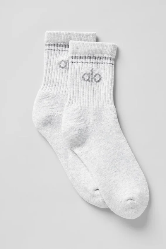 Calcetines unisex de estilo retro, de caña media - Blanco jaspeado/Gris