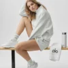 Calcetines unisex de estilo retro, de caña media - Blanco jaspeado/Gris