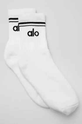 Calcetines unisex de estilo retro, de caña media - Blanco/Negro