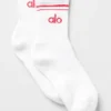 Calcetines unisex de estilo retro, de caña media - Blanco/Rojo caramelo
