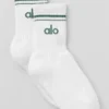 Calcetines unisex de estilo retro, de caña media - Blanco/Verde trébol