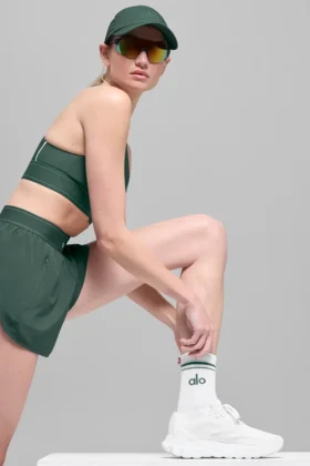 Calcetines unisex de estilo retro, de caña media – Blanco/Verde trébol