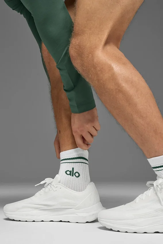 Calcetines unisex de estilo retro, de caña media - Blanco/Verde trébol