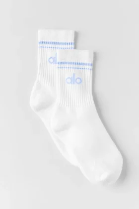 Calcetines unisex de estilo retro, de media caña - Blanco/Azul Provenza claro