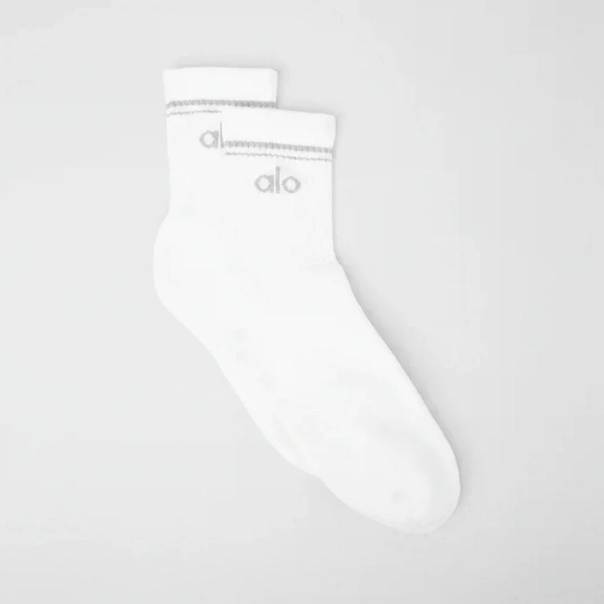 Calcetines unisex de estilo retro, medio altos - Blanco/Titanio