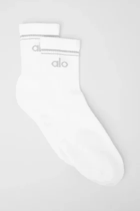Calcetines unisex de estilo retro, medio altos - Blanco/Titanio