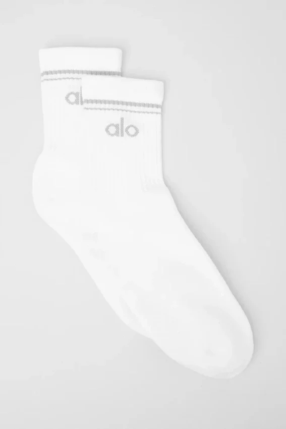 Calcetines unisex de estilo retro, medio altos - Blanco/Titanio