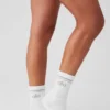 Calcetines unisex de estilo retro, medio altos - Blanco/Titanio