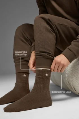 Calcetines unisex de lana y cachemira con efecto escarchado – Espresso jaspeado/marfil