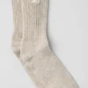 Calcetines unisex de lana y cachemira con efecto escarchado ligero - Café con leche de invierno/marfil