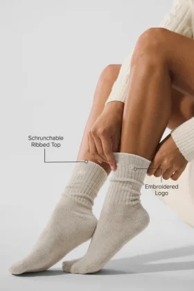 Calcetines unisex de lana y cachemira con efecto escarchado ligero – Café con leche de invierno/marfil