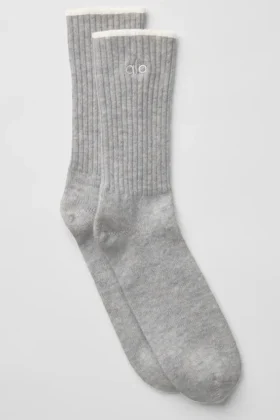 Calcetines unisex de lana y cachemira con efecto escarchado ligero - Gris claro jaspeado/marfil