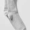 Calcetines unisex de media caña con efecto fruncido - Gris jaspeado deportivo