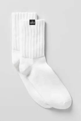 Calcetines unisex de media caña con fruncido - Blanco
