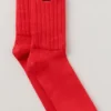 Calcetines unisex de media caña con fruncido - Rojo brillante