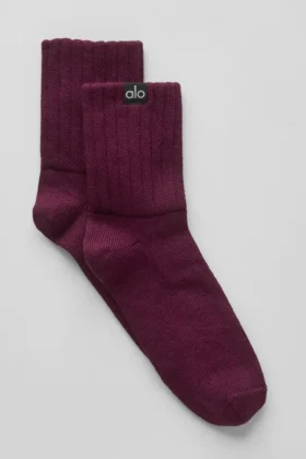 Calcetines unisex de media caña con puño fruncido - Burdeos