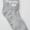 Calcetines unisex de media caña estilo retro - Gris jaspeado deportivo/Blanco