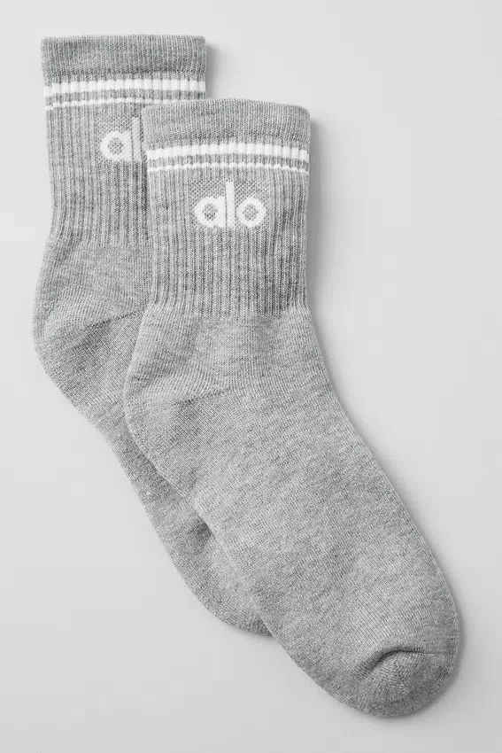 Calcetines unisex de media caña estilo retro - Gris jaspeado deportivo/Blanco