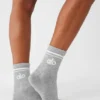 Calcetines unisex de media caña estilo retro - Gris jaspeado deportivo/Blanco
