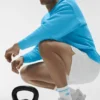 Calcetines unisex de talle medio estilo retro - Blanco/Azul celeste
